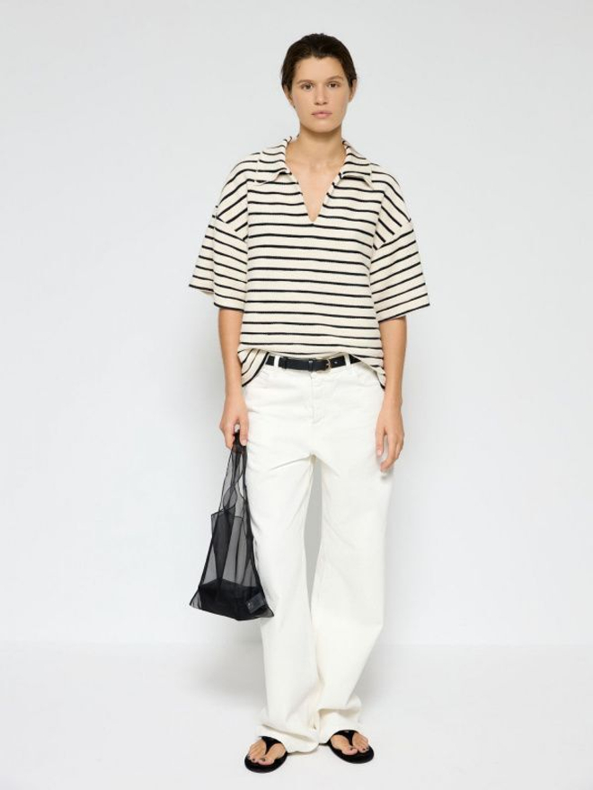 Поло в полоску из фактурного хлопка