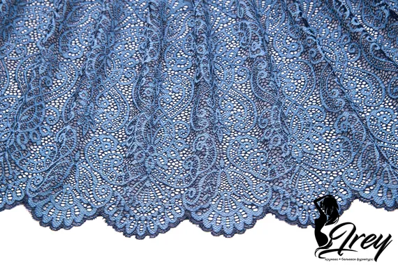 03-251 Кружево эластичное 22 см, темно-синий/голубой