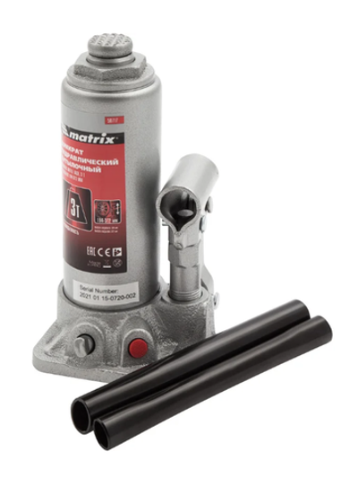 Домкрат гидравлический бутылочный 3 т Matrix 50717