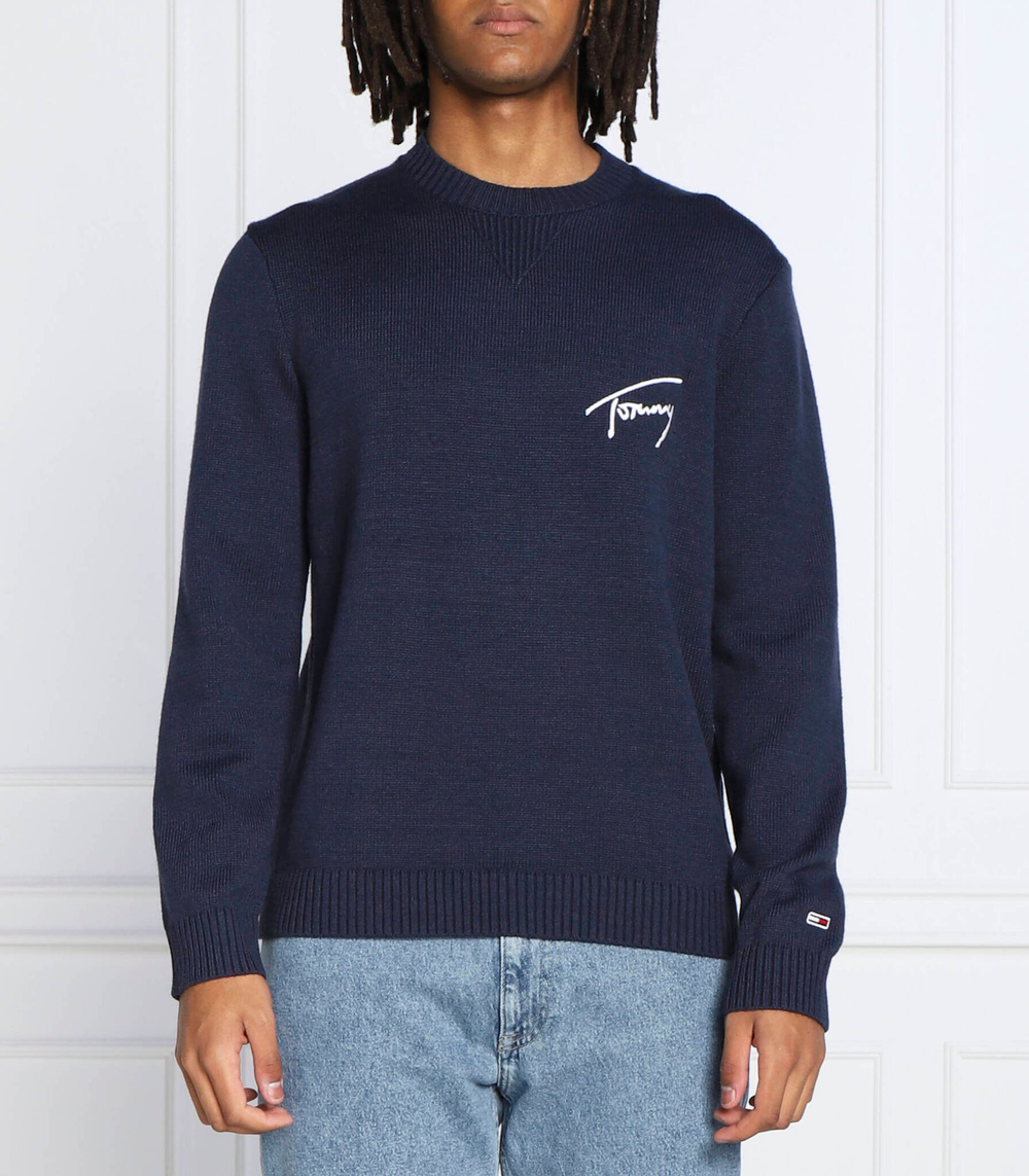свитер signature Tommy Jeans - темно-синий(DM0DM15062)