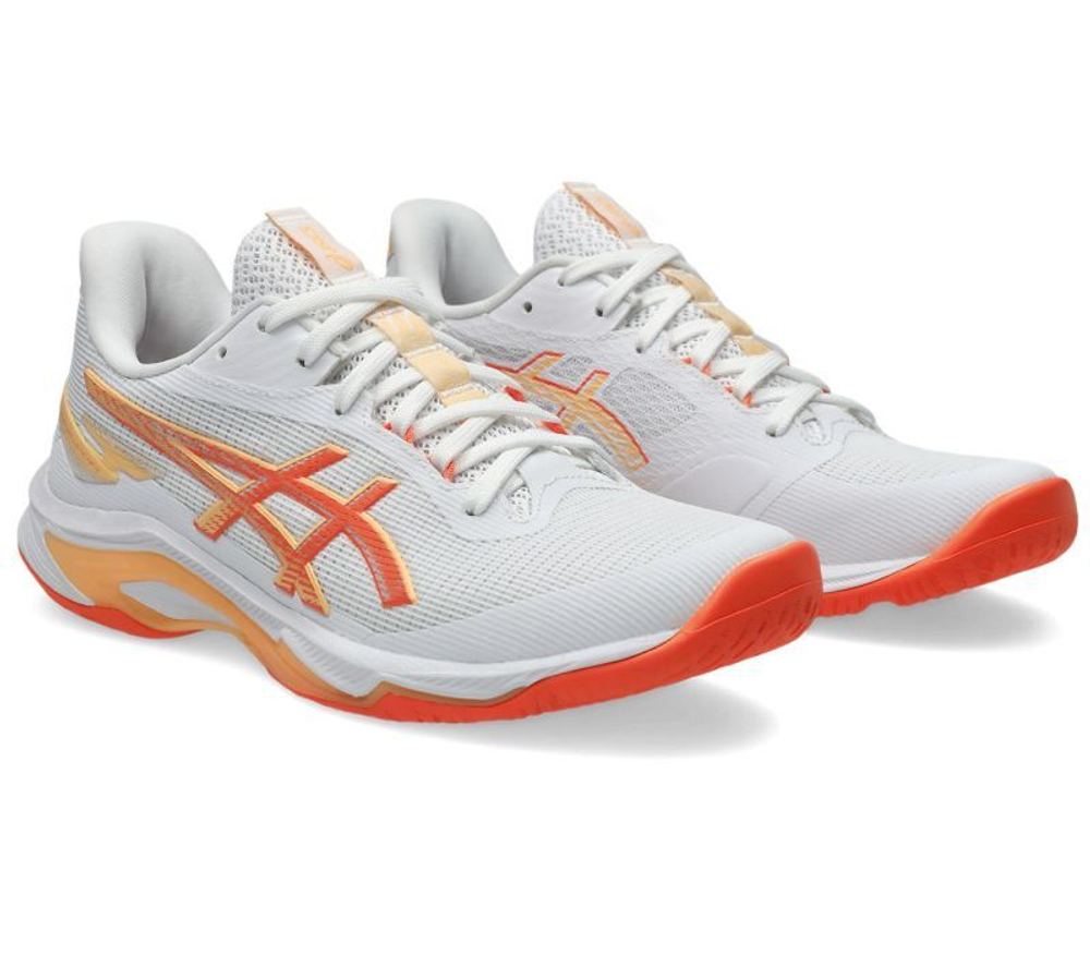 Женские кроссовки для бадминтона/сквоша Asics Netburner Мячistic FF 4 - white/vivid coral