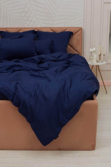 Моне (синий) страйп сатин Евро 4н