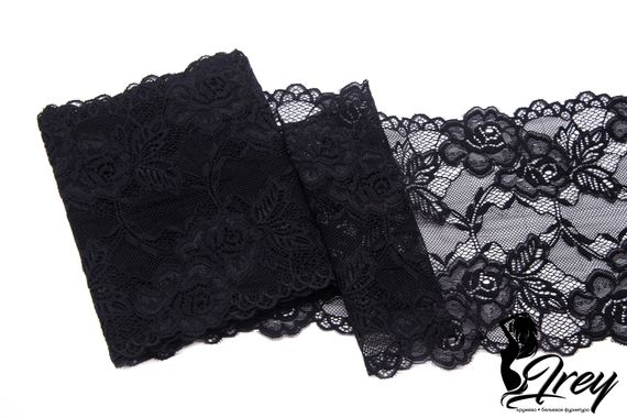 0656 Кружево эластичное 17 см, Италия, черный 170