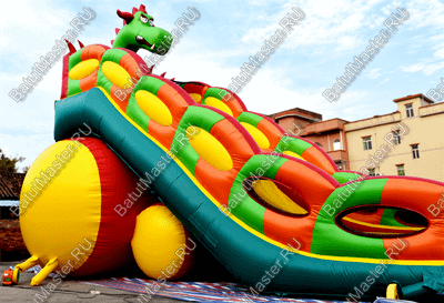 Батут-горка "Дракон 2" без шипов, 14*7*9 м