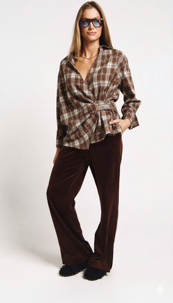 Рубашка с декором 1244-2 принт клетка