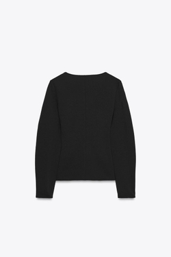 ZARA ТОП ИЗ КРЕПА СО СБОРКАМИ, ЧЕРНЫЙ