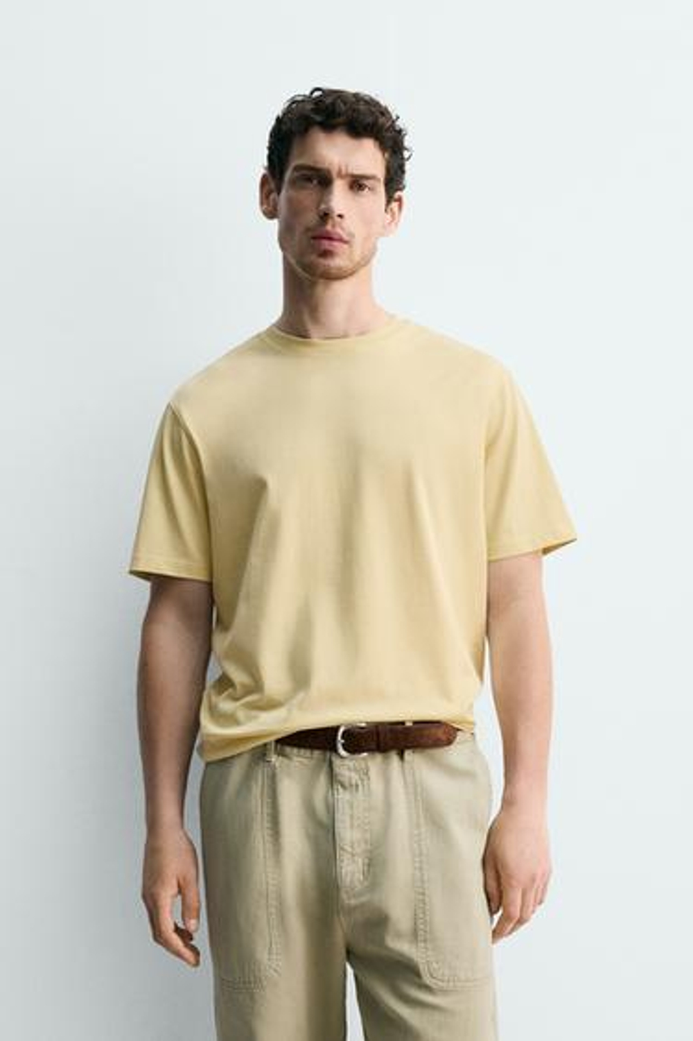 ZARA ФУТБОЛКА С КОРОТКИМ РУКАВОМ, ЖЕЛТЫЙ