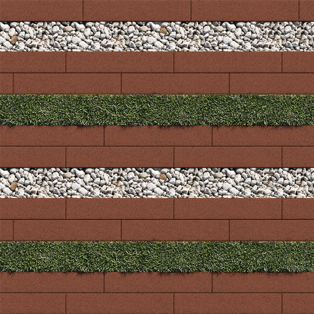 Тротуарная плитка ГАЗОННАЯ РЕШЕТКА - Стандарт Красный