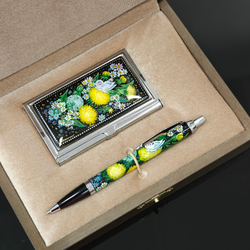 Набор подарочный "Одуванчики" №2 (визитница персональная, ручка Паркер)