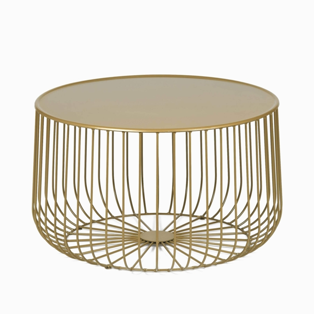 Кофейный столик Flat cage диаметр 65 сталь, золото