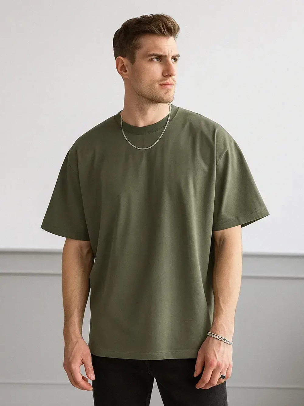 Футболка мужская летняя повседневная однотонная хлопок