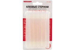 Клеевые стержни d=11,3 мм, L=100 мм, прозрачные, 12 шт., блистер Rexant 09-1220