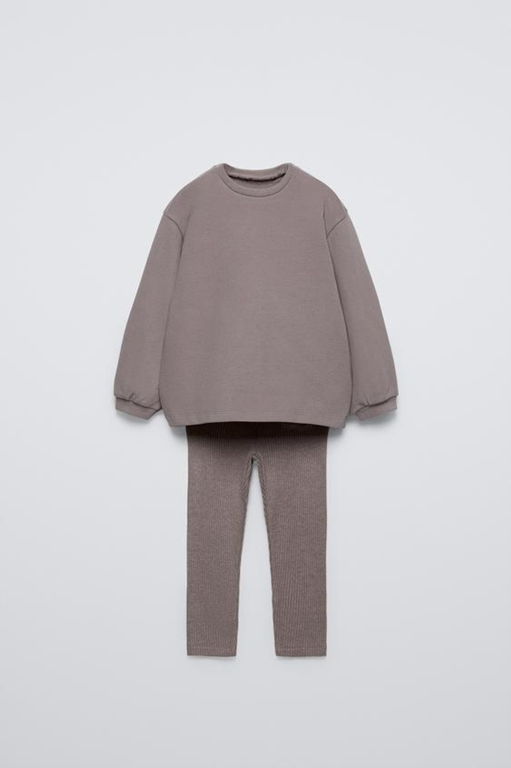 ZARA КОМПЛЕКТ ИЗ ФУТБОЛКИ И ЛЕГИНСОВ, КОРИЧНЕВЫЙ/СЕРЫЙ