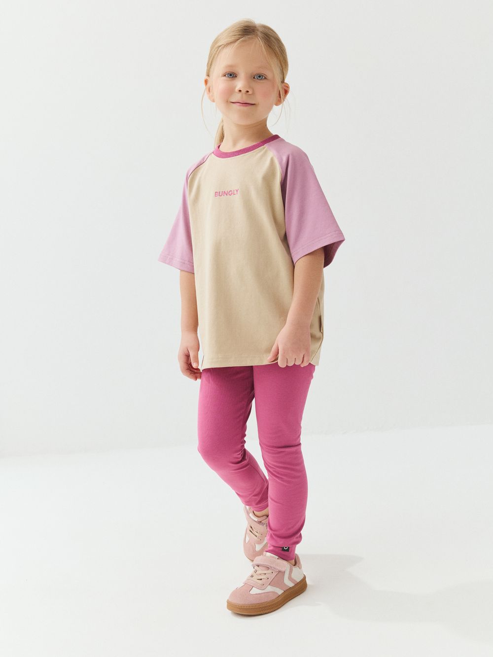 Футболка Колор блок  "Крем-брюле/Орхидея"