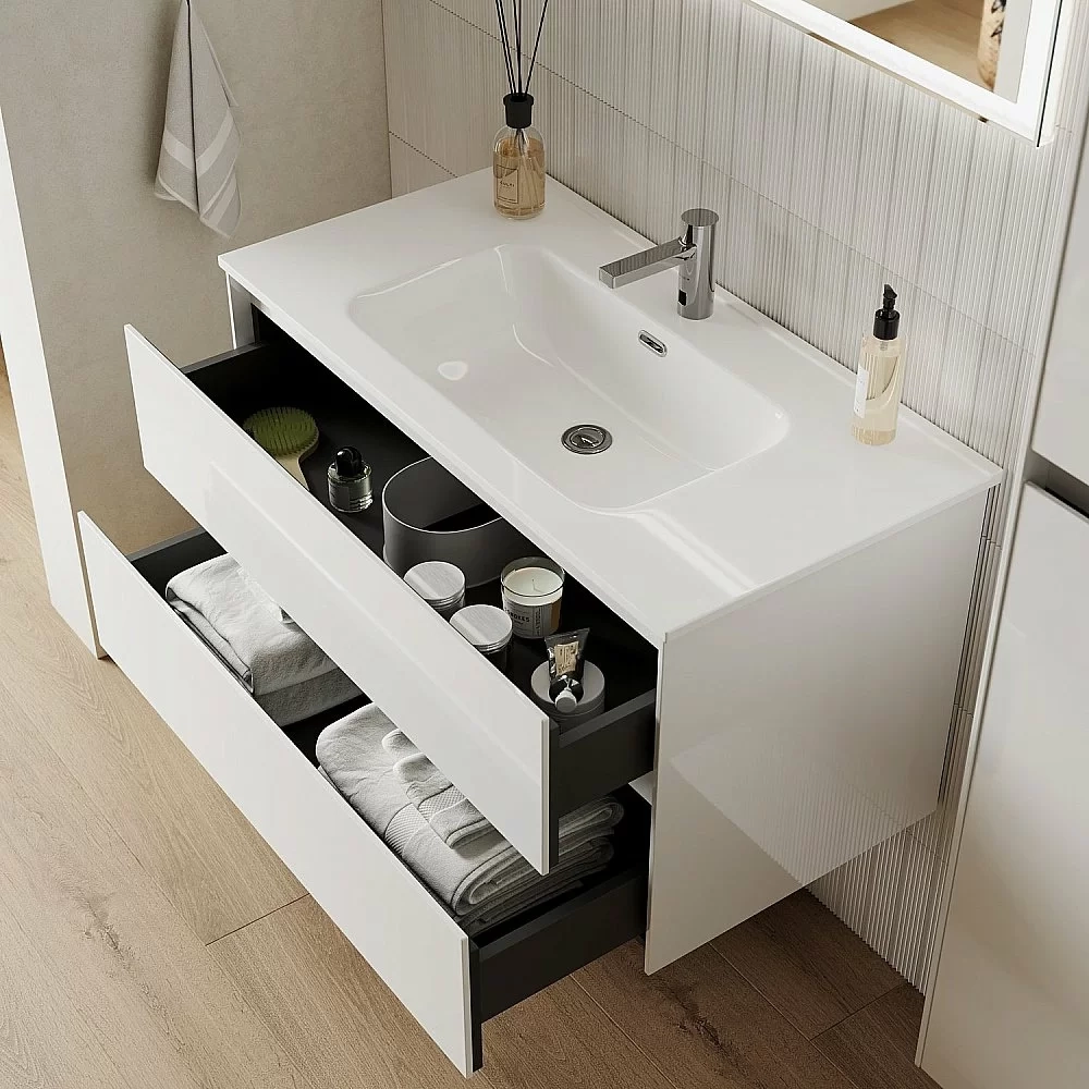 Тумба с раковиной Sancos Cento CN80W белый глянец