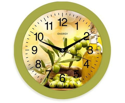Часы настенные Energy EC-100 Оливки 27,5*3,8см(круглые)плавный ход,пластик, АА*1шт нет в компл