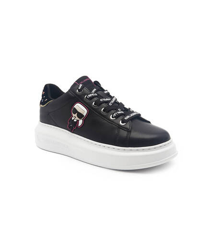 Кожаные кроссовки kapri ikon rhinestone tab Karl Lagerfeld - черный(KL62547)