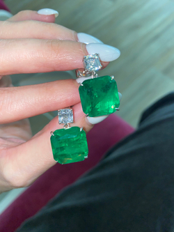 Серьги Изумруд квадрат