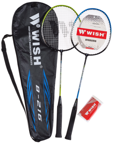 Набор для бадминтона Steeltec 216, 2 ракетки, 2 волана, зеленый/синий