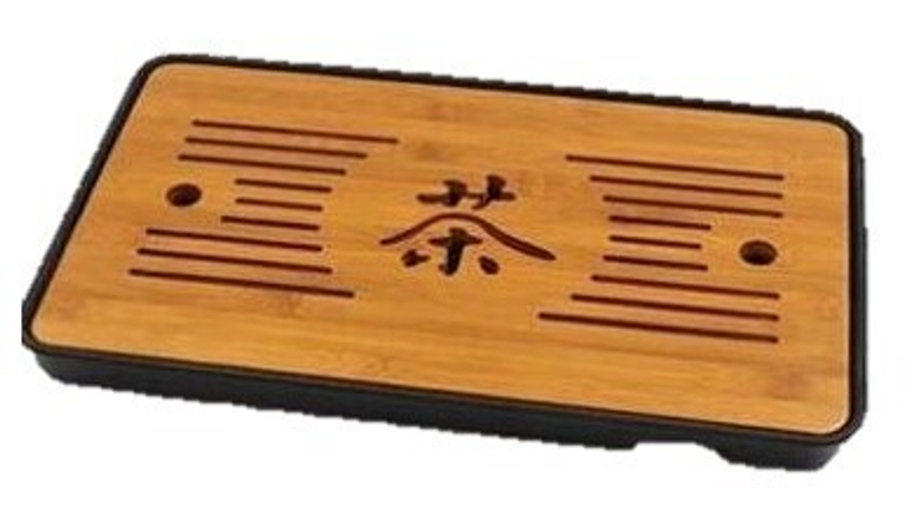 243035.2 Чабань "Чай" БЕЗ КОРОБКИ размер=430*260*40 мм, бамбук/пластик натуральный/черный