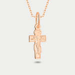 Крест женский православный из розового золота 585 пробы без вставок (арт. ПШ0113)