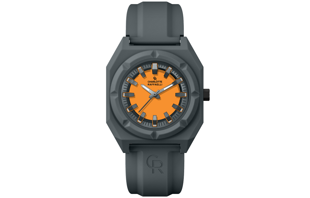 CHARLOTTE RAFFAELLI· Octagonal Collection Little Pumpkin Black Warrior Wrist Watch Quartz Movement 40MM Black Dial