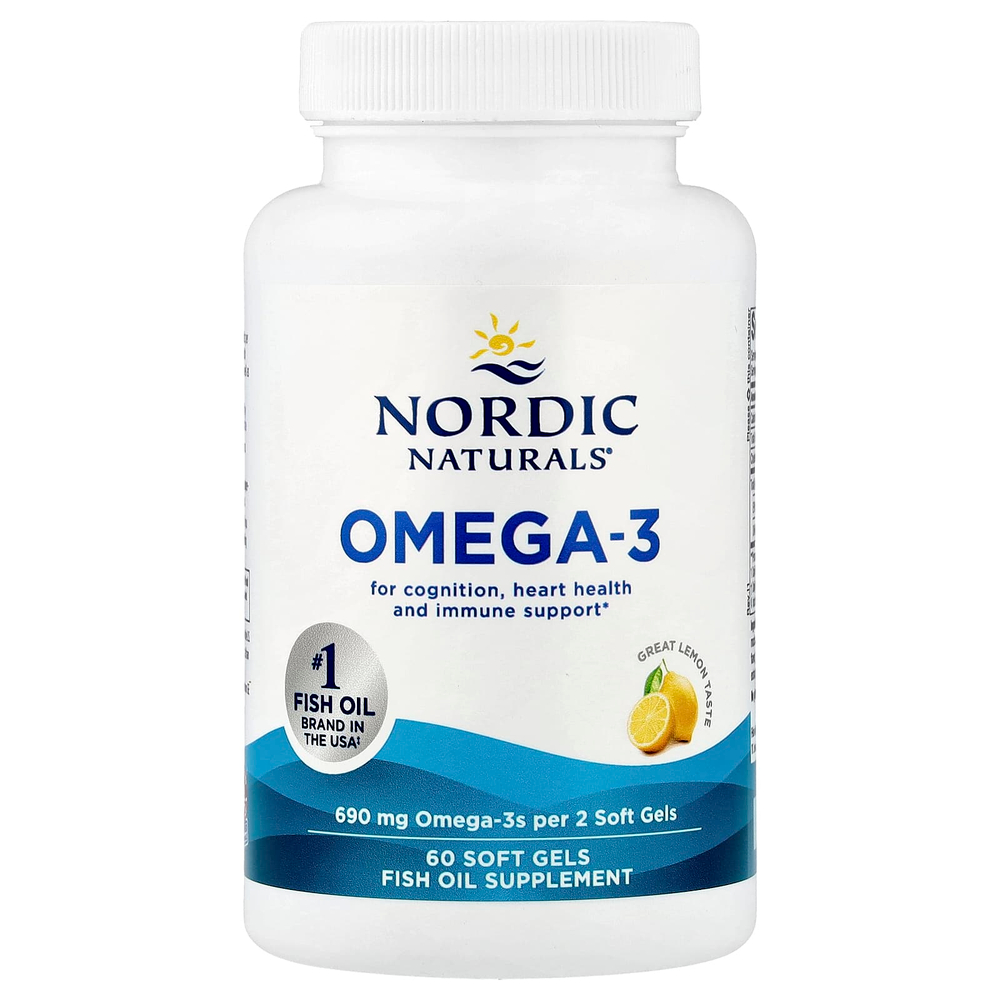 Nordic Naturals, омега-3, со вкусом лимона, 690 мг, 60 капсул (345 мг в 1 капсуле)