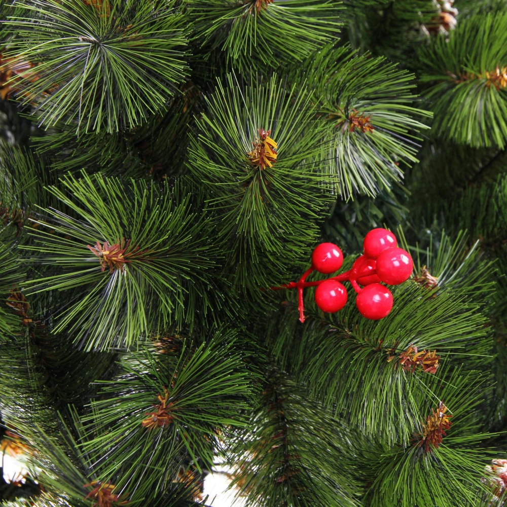 Елка «Венская» 240 см, ПВХ+Леска, ягоды и шишки (1498 веток)