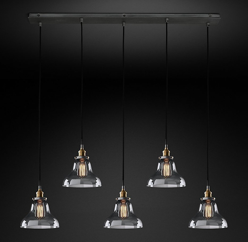 Подвесной дизайнерский светильник  20th C. Factory Filament Clear Glass Boulangerie Rectangular Pendant by Restoration Hardware