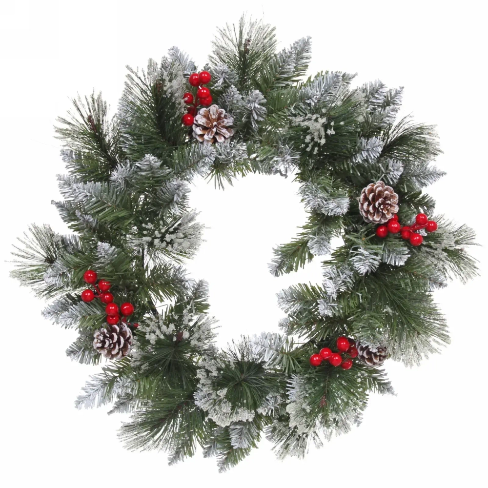 Венок хвойный новогодний «Сверкающие кристаллы» ПВХ, леска, 50 см (SQ736-50)