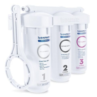 Фильтр для воды Барьер, Профи Стандарт Лайт, под мойку, для мяг вод,с кр, 3 ступ, Н113Р00