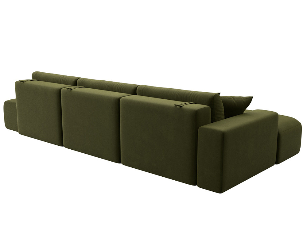 Диван угловой Лига-036 НПБ Модерн Лонг левый угол МИКРОВЕЛЬВЕТ Зеленый