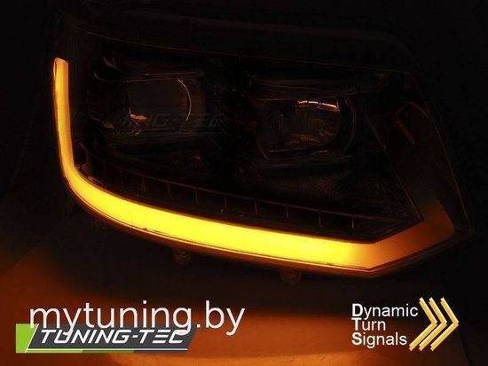 Передние фары Tube Light для Volkswagen T5 (10-15) Dynamic Black T6 Look