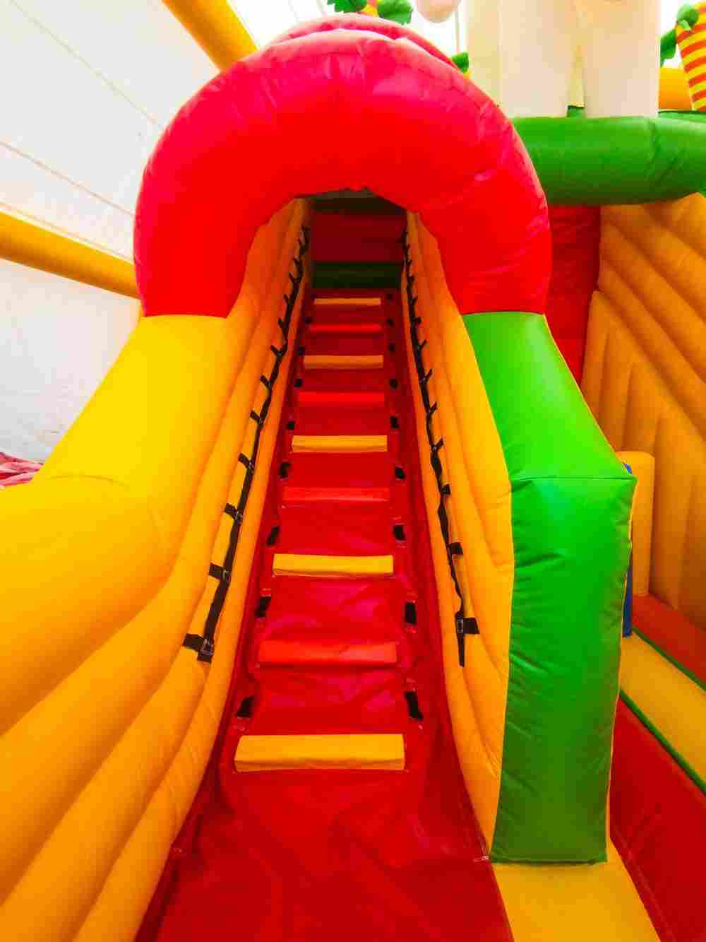 Детский надувной батут-горка "Слоник в джунглях" с прямым скатом 7*5*6 м