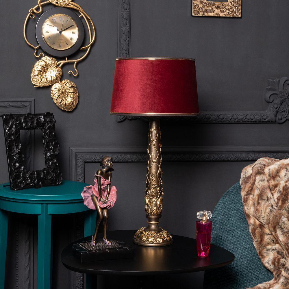 Настольная лампа Лето Бронза с абажуром Тюссо Конфети Рубивайн