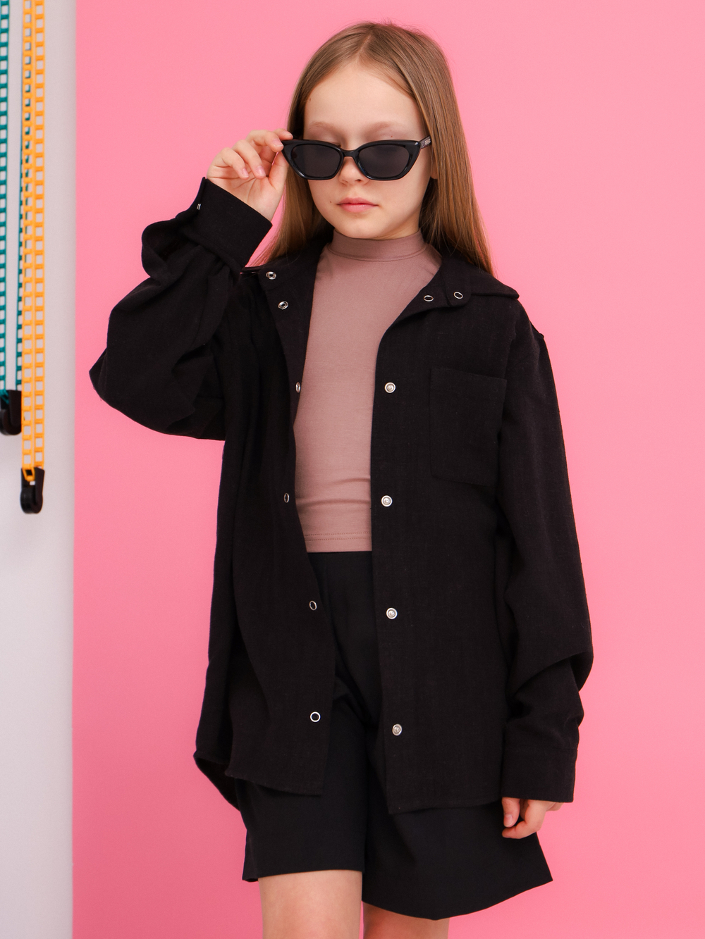 Рубашка Лен, черная