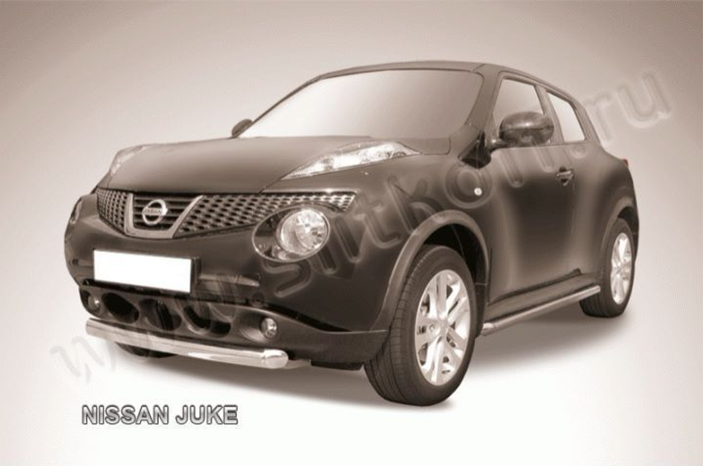 Защита переднего бампера (нержавейка) Nissan Juke (2010-2014) d76 короткая