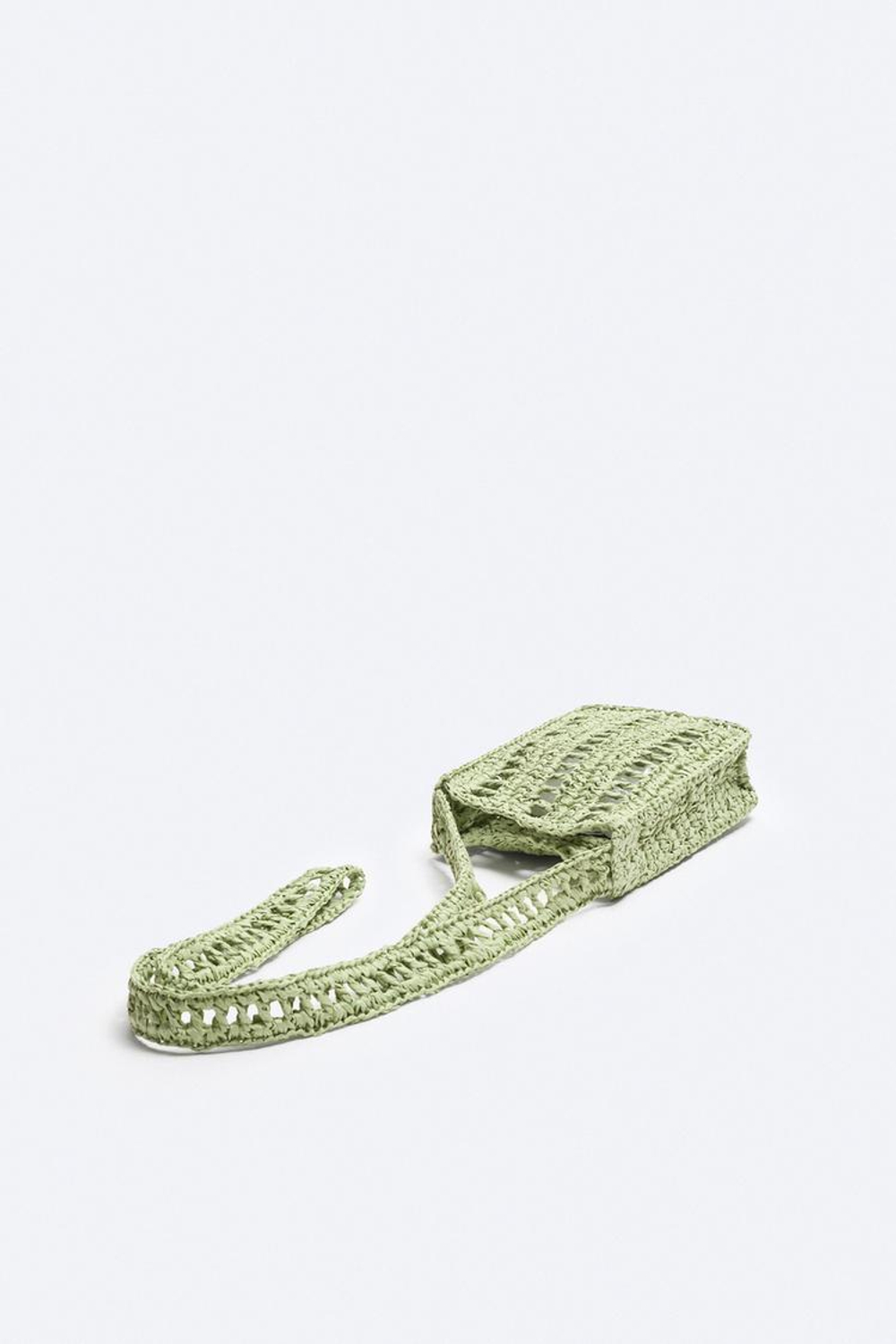 ZARA ПЛЕТЕНАЯ МИНИ-СУМКА, ЗЕЛЕНЫЙ