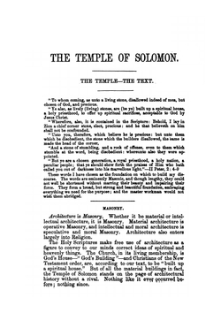 The Temple of Solomon. Embracing the History of Its Location, Building, Use, and Typical Significations, As Understood by Masons and Christians | Orceneth Fisher