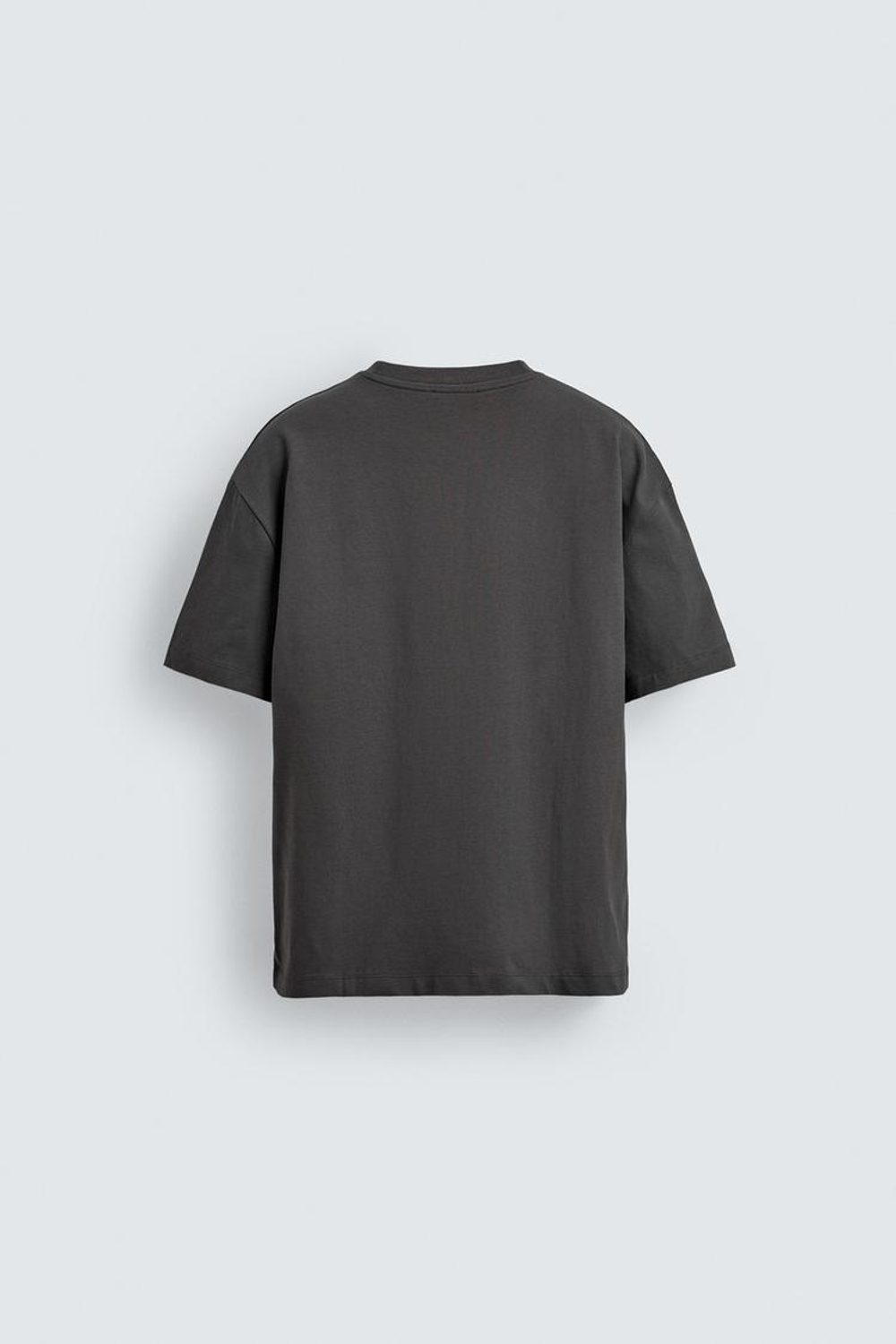 ZARA ФУТБОЛКА RELAXED FIT, ТЕМНЫЙ АНТРАЦИТ