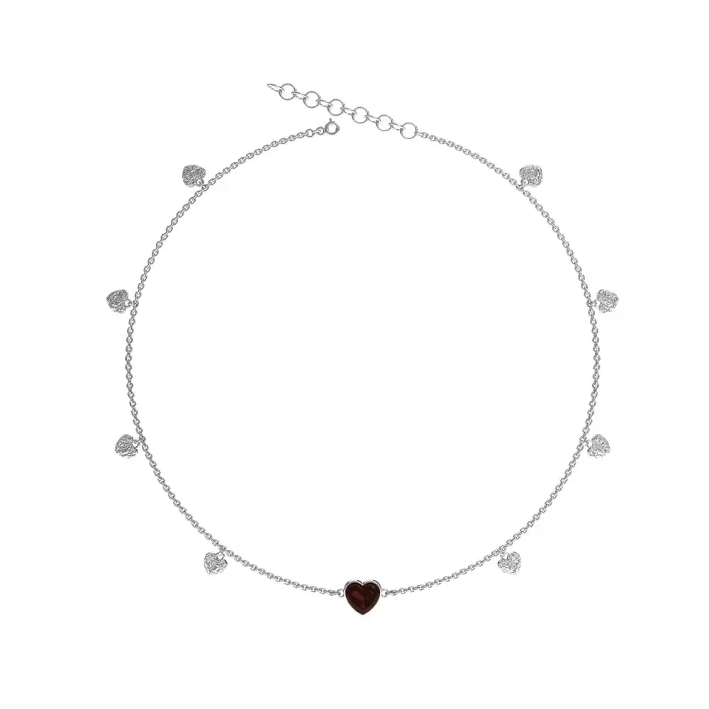 Колье Сердце с вишневым янтарем