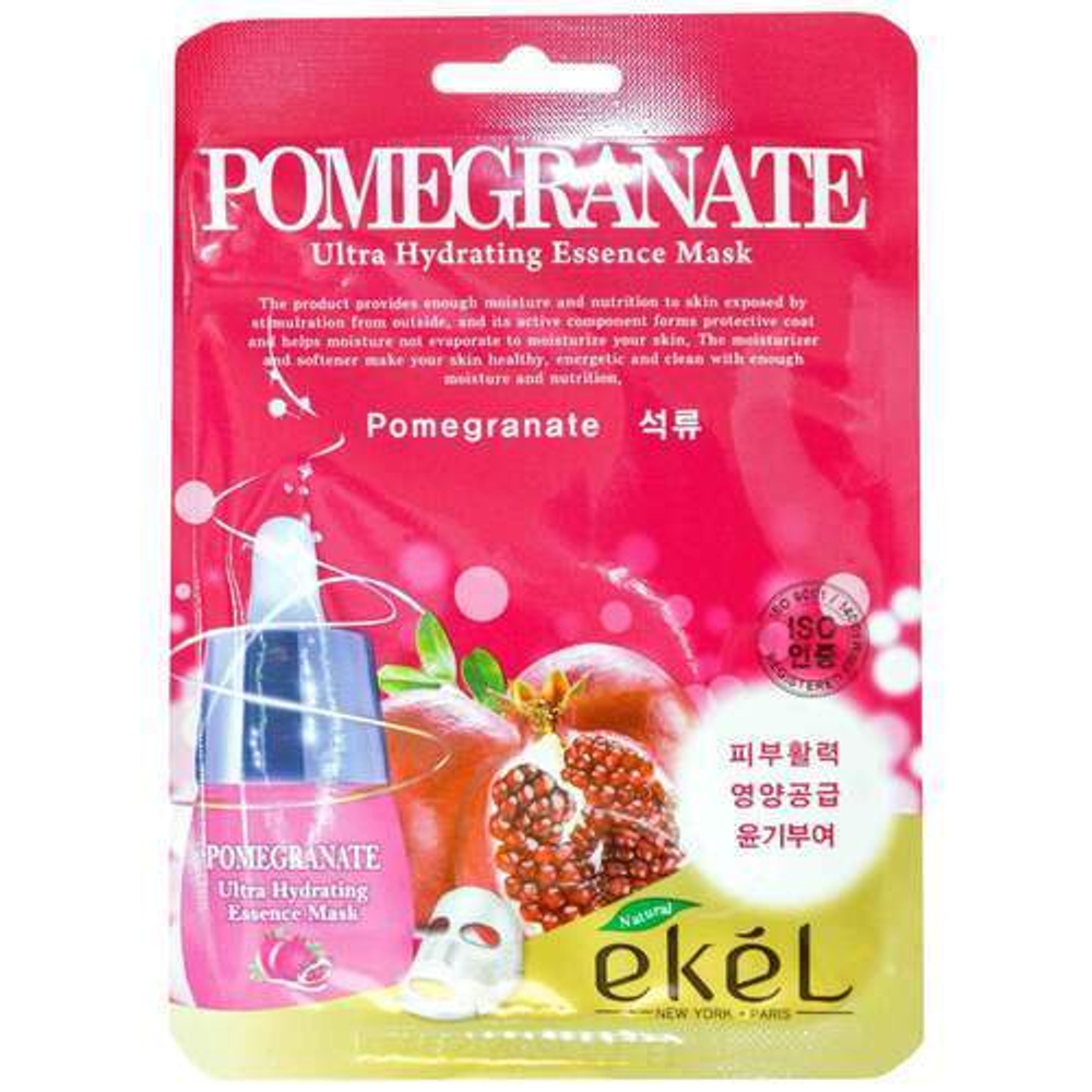 Ekel Маска для лица тканевая с гранатом - Essence mask pomegranate, 25г