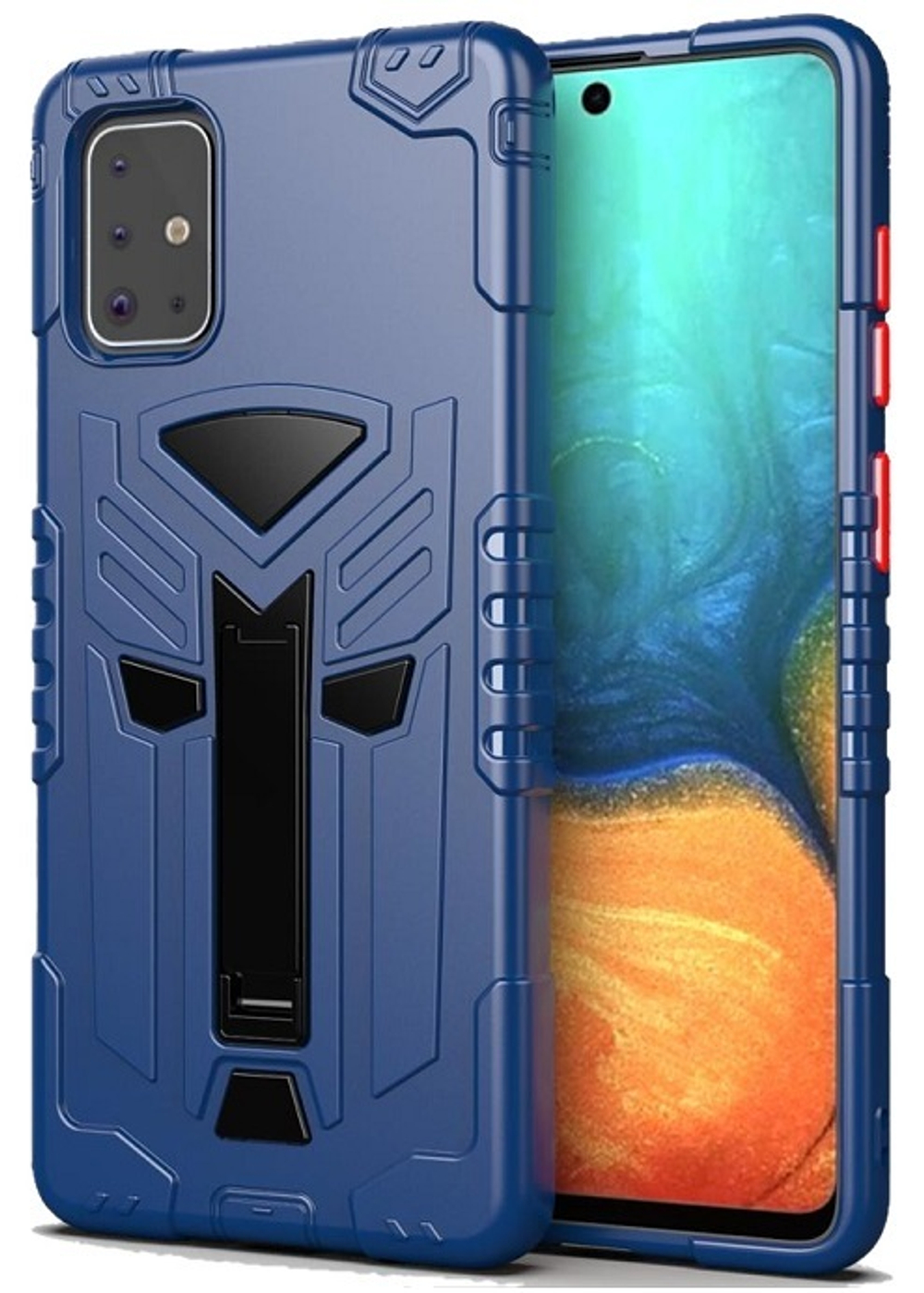 Темно синий чехол для Samsung Galaxy A71, с мощным магнитом и складной подставкой, серия Dual X от Caseport