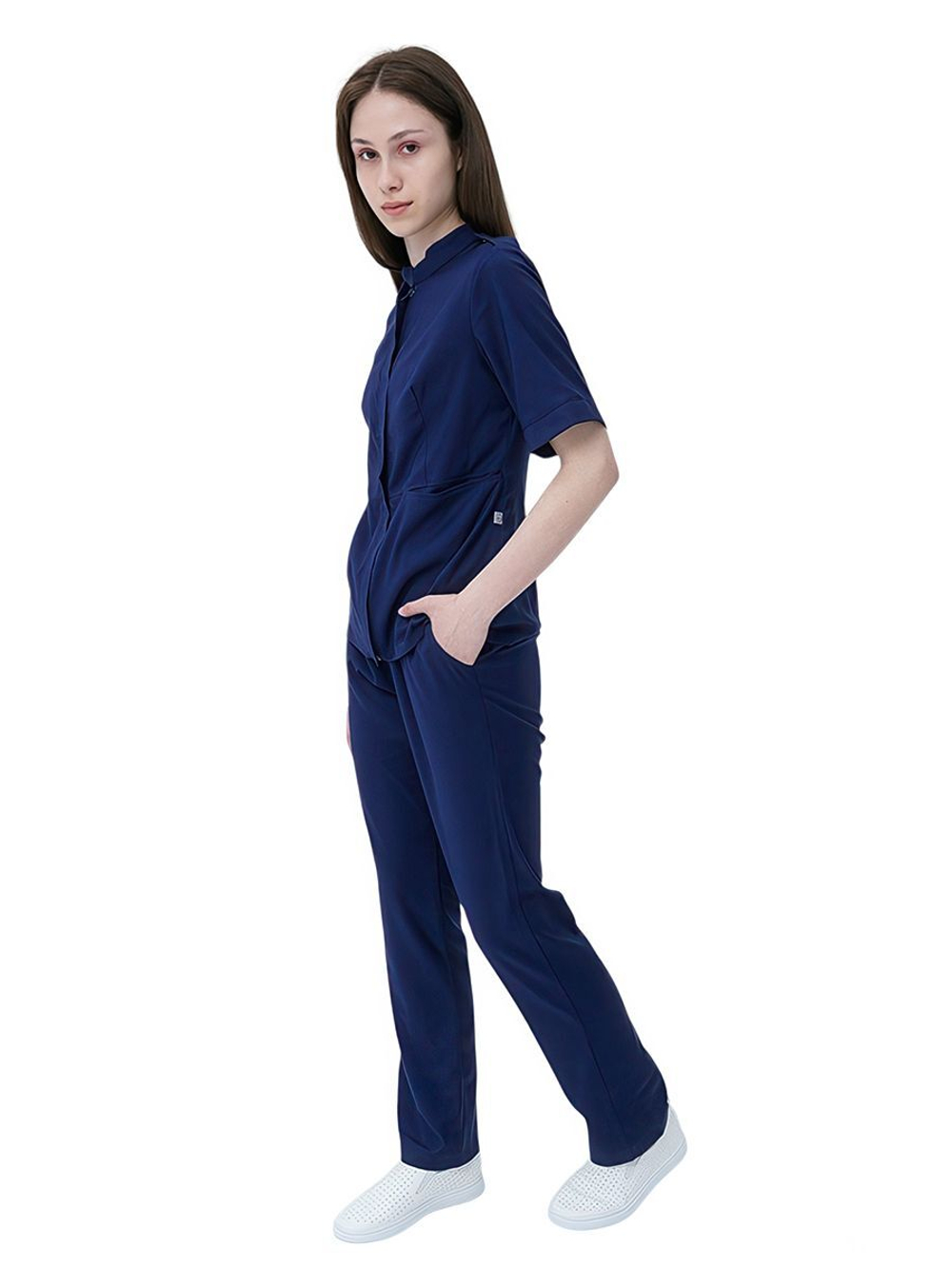Рубашка медицинская женская на молнии Тезис TZ400, темно-синий, 58