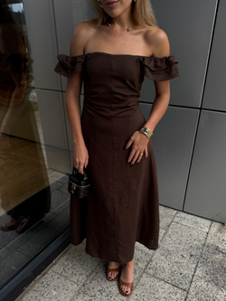 Платье Анжелика из льна шоколадный