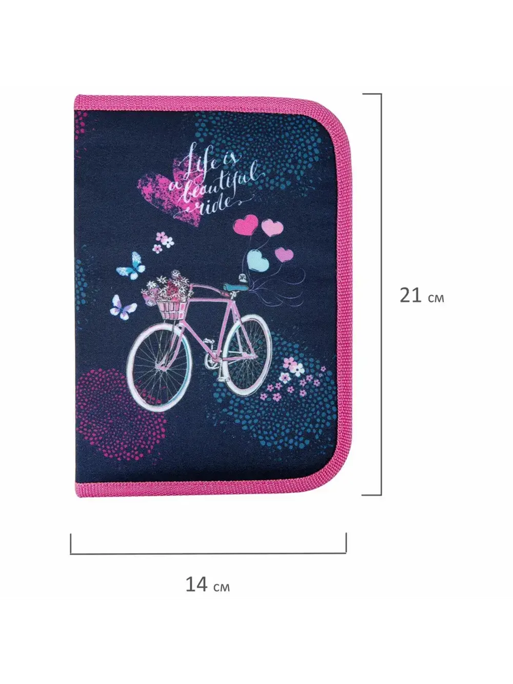 Пенал однокамерный, полиэстер, 21х14 см, "Beautiful ride"