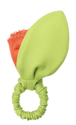 Резинка-роза оранжевая с листиком и декором