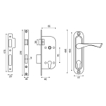 Замок цилиндровый в комплекте с ручкой LOCKSET16.CRONA.4070-1 (KIT P16 4070 CRONA) AB бронза