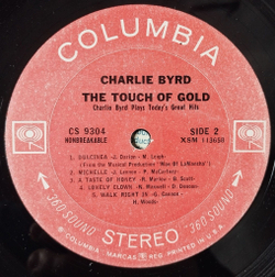 Винтажная виниловая пластинка LP The Touch Of Gold Charlie Byrd Plays Todays Great Hits (USA 1966)