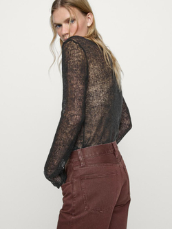 Massimo Dutti Джинсы прямого кроя из 100% хлопка, гранатовый